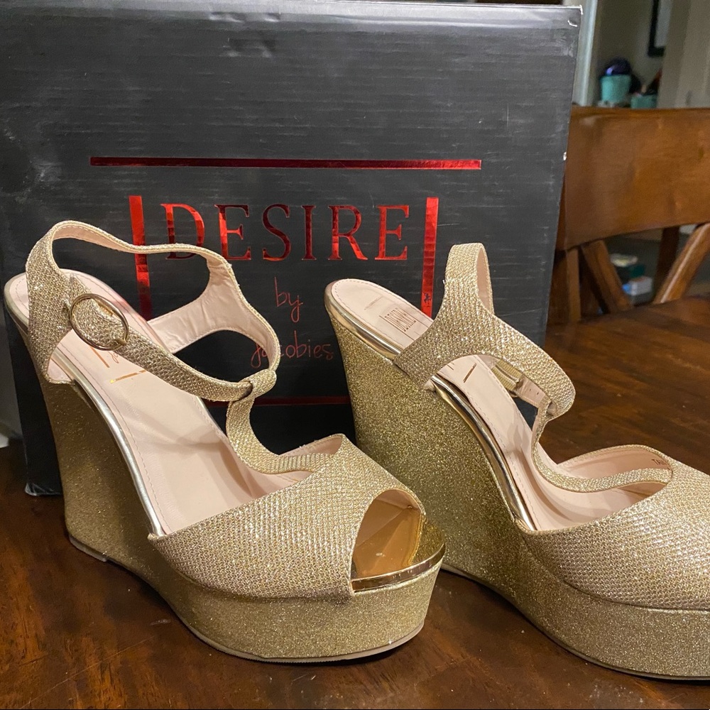 Gold Wedge Heels